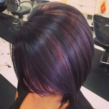 Black Hair with Purple Highlights