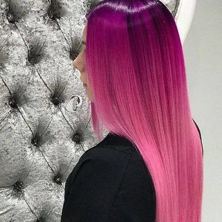 Magenta Ombre on Long Hair