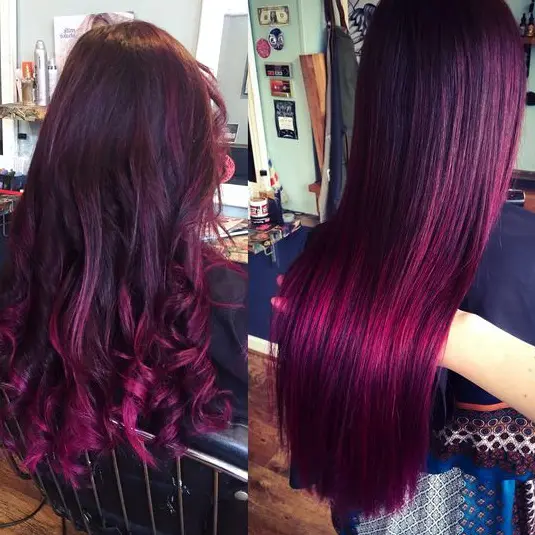 Burgundy Waves with Dark Roots