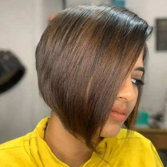 Angled Caramel Bob Hairstyle