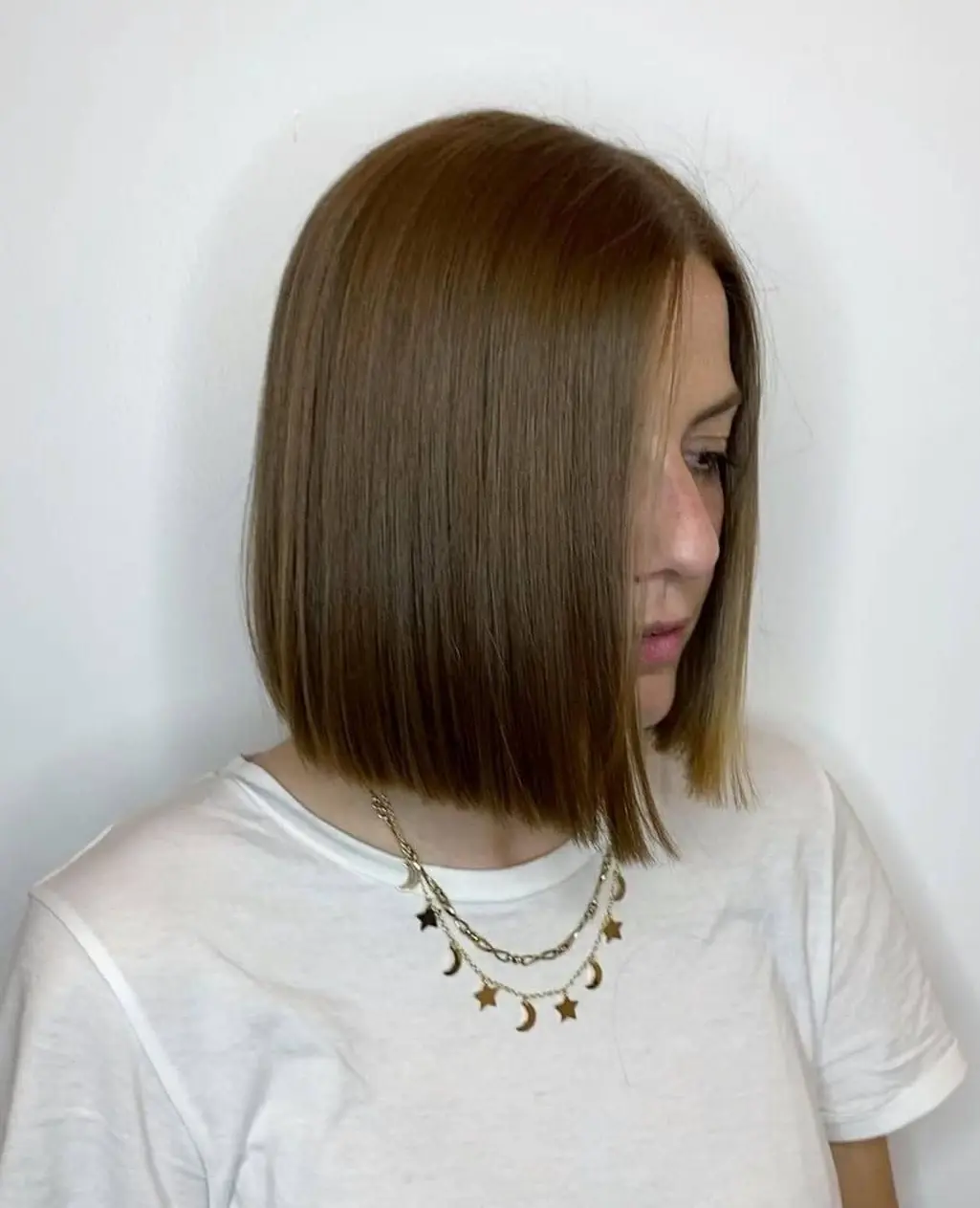 Straight Caramel Brown Bob Hairstyle