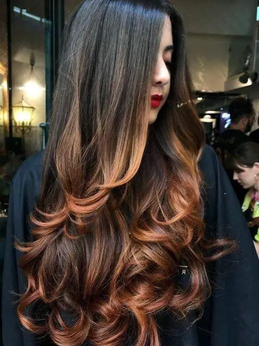 Long Curls with Caramel Ombre Hairstyle