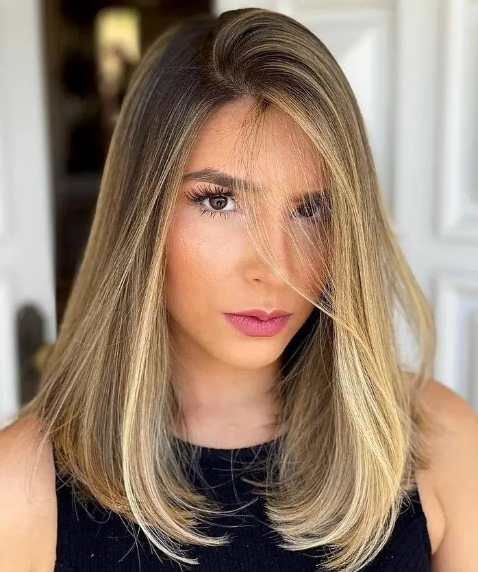 Caramel Blonde Balayage on Medium-Length Hair Hairstyle