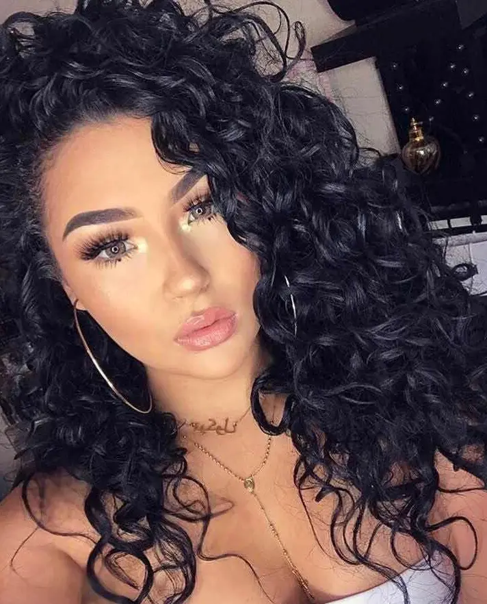 Voluminous Black Curls Hairstyle