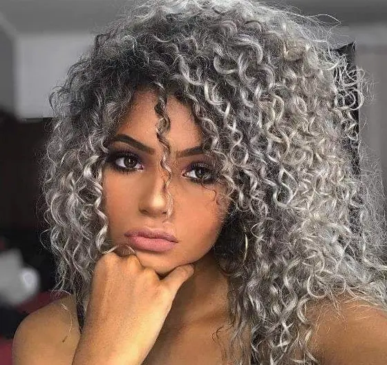 Gray Curly Hair Hairstyle