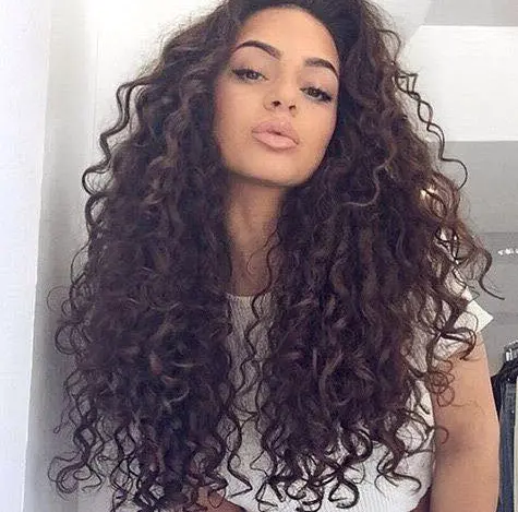 Voluminous Brown Curly Hair