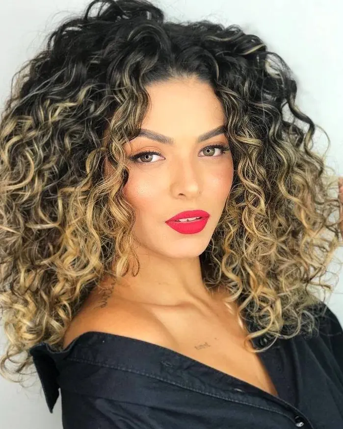 Curly Ombre Highlights Hairstyle