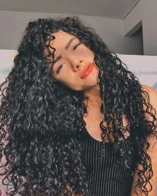 Defined Jet Black Curls Hairstyle