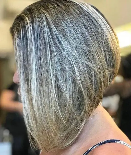 Blended Gray Angled Bob Hairstyle