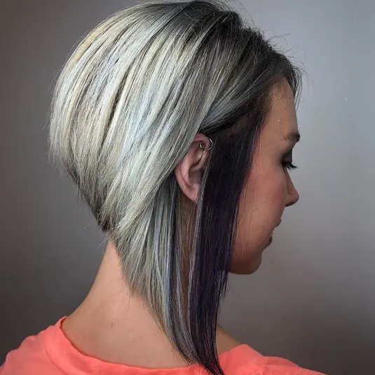 Edgy Asymmetrical Gray Bob Hairstyle