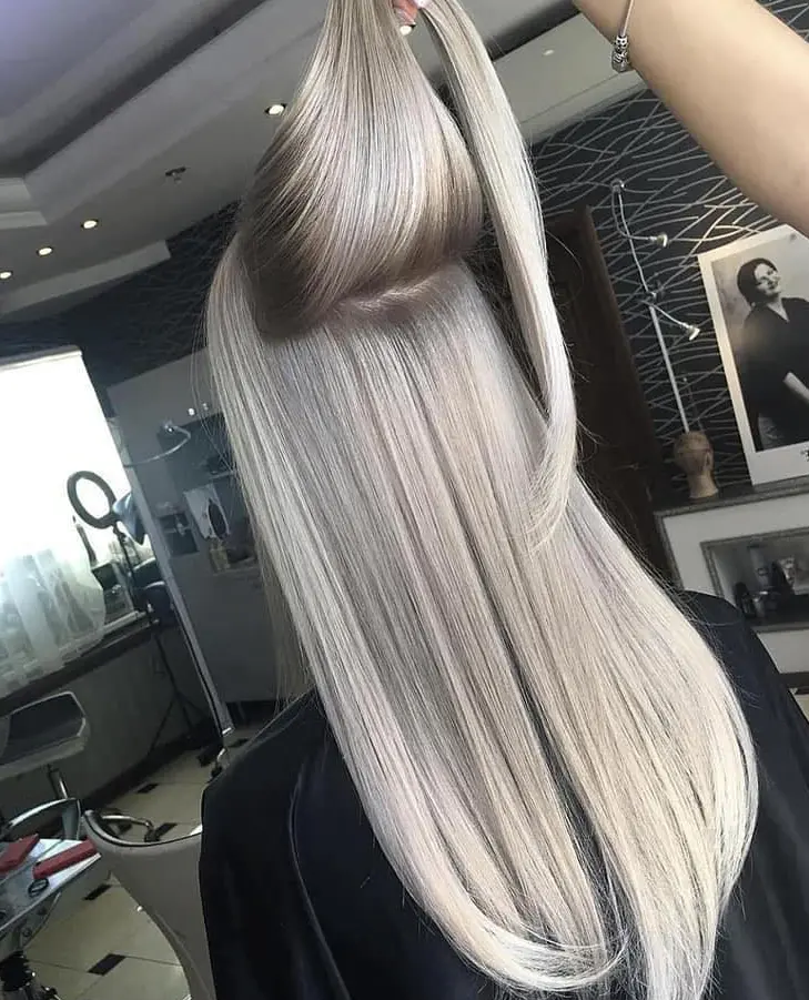 Sleek Platinum Gray Hairstyle