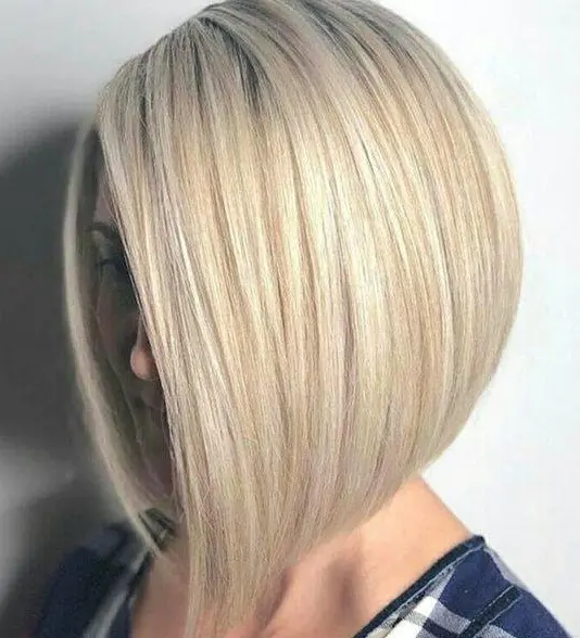 Chic Platinum Angled Bob Hairstyle