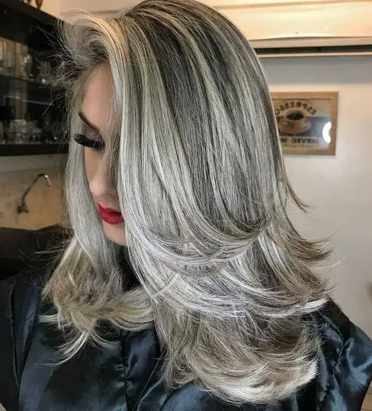 Layered Silver Waves Hairstyle