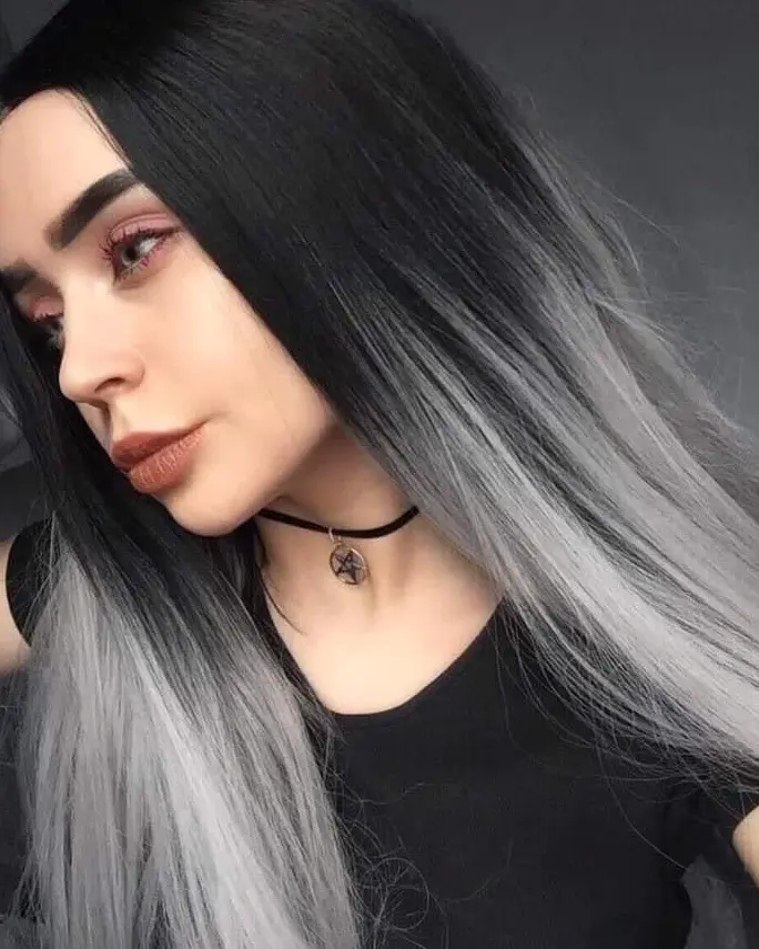 Black and Silver Ombre Hairstyle