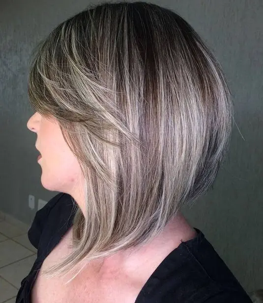 Soft Layered Bob with Silver Highlights Hairstyle