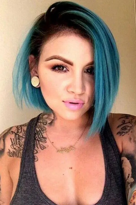 Edgy Blue Pixie Bob Hairstyle