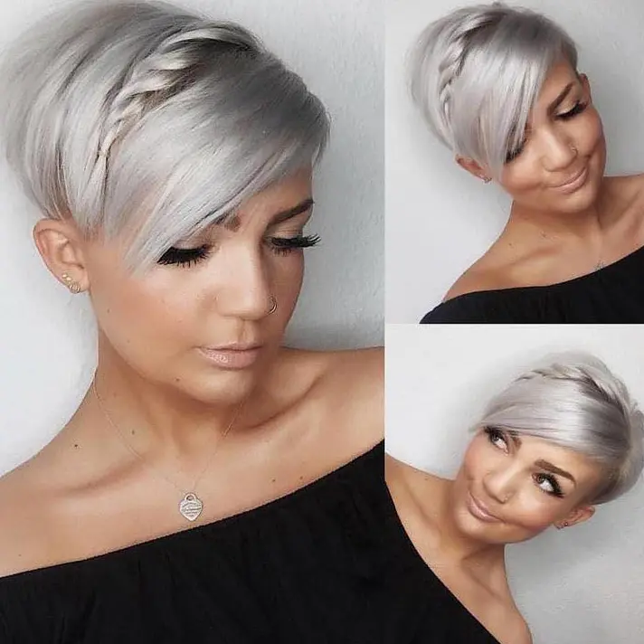 Braided Silver Pixie Hairstyle