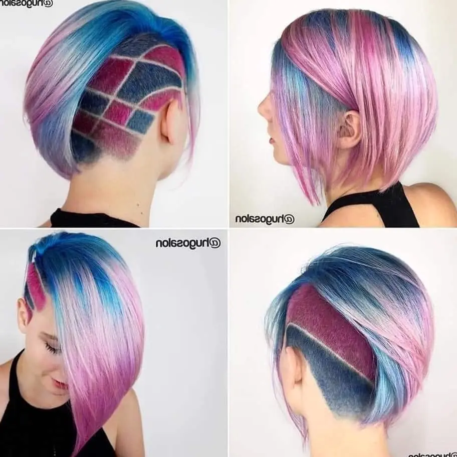 Vibrant Geometric Undercut Pixie Hairstyle