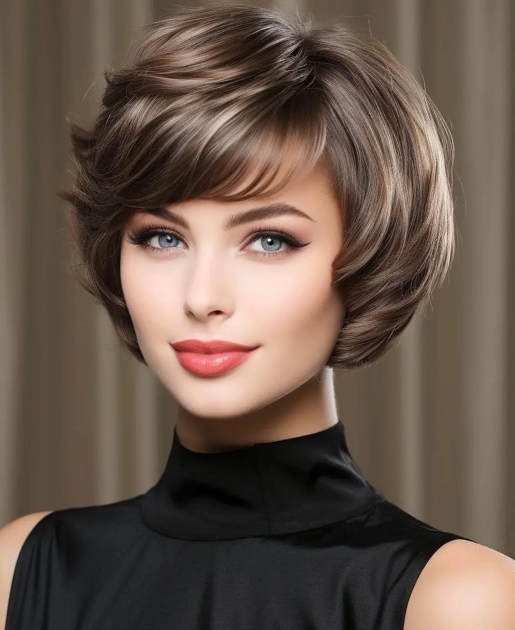 Chic Layered Pixie with Bangs Hairstyle