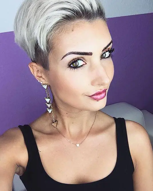 Platinum Blonde Pixie with Undercut Hairstyle