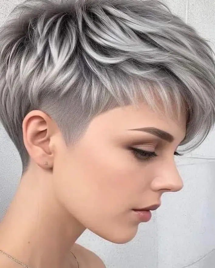 Textured Silver Pixie Hairstyle