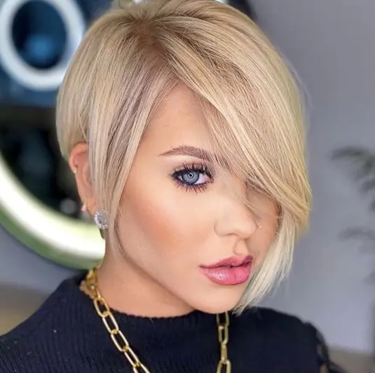 Blonde Angled Pixie Bob Hairstyle