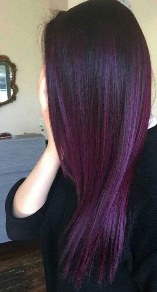 Deep Plum Straight Hair