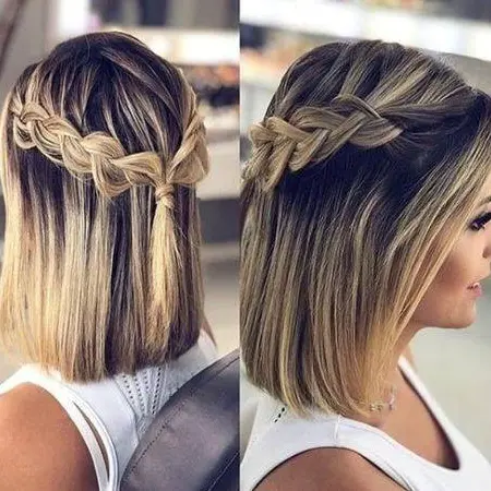 Braided Bob with Blonde Highlights Hairstyle