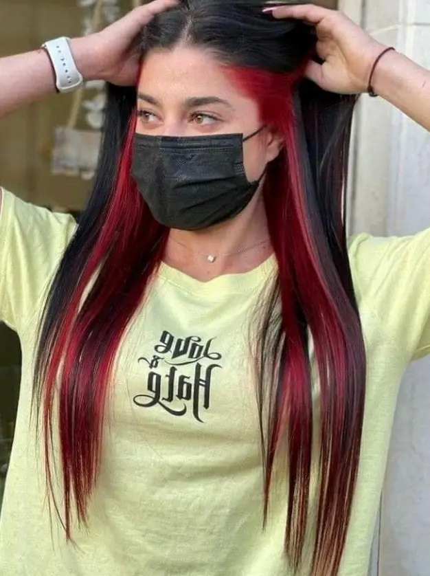 Fiery Red Highlights Hairstyle