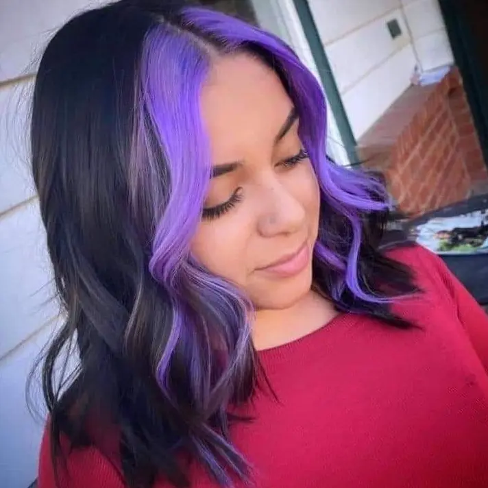 Lavender Highlights with Dark Hair Hairstyle