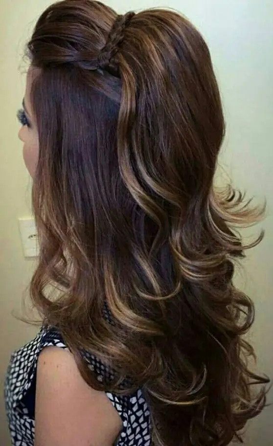 Golden Brown Highlights with Curls Hairstyle