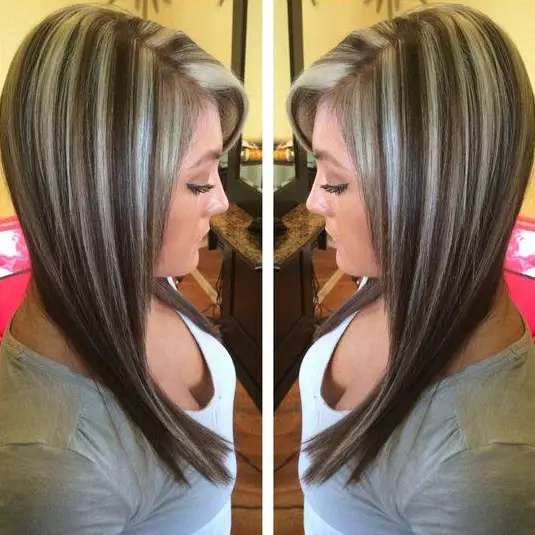 Platinum Highlights on Straight Hair Hairstyle