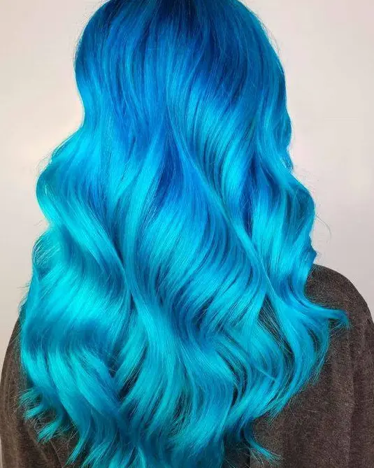 Electric Blue Waves Hairstyle