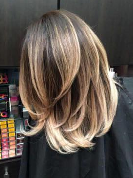 Layered Lob with Highlights Hairstyle