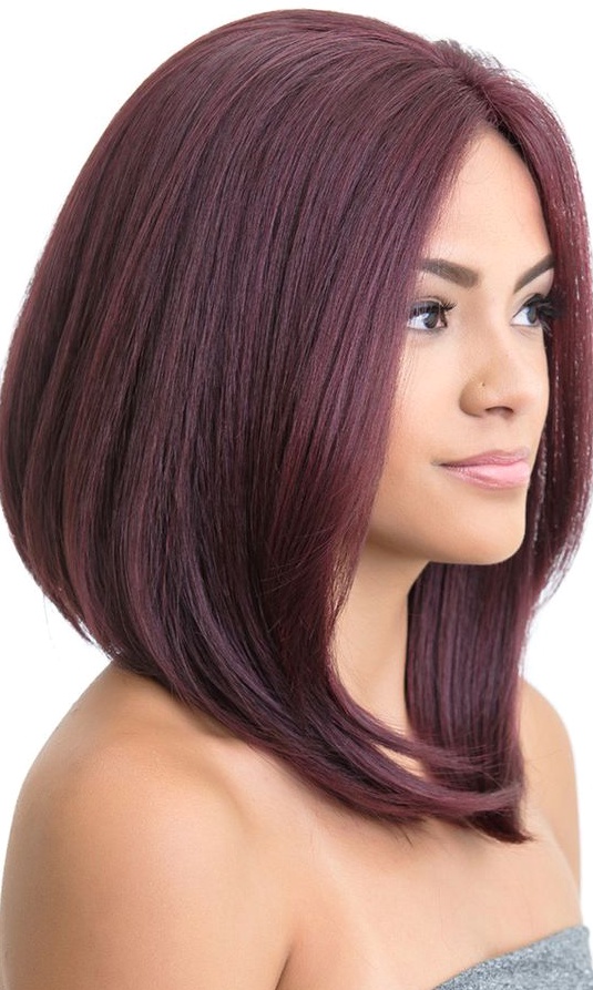 Sleek Burgundy Lob Hairstyle