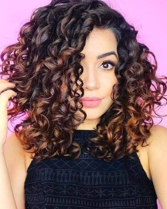 Curly Brunette Lob Hairstyle