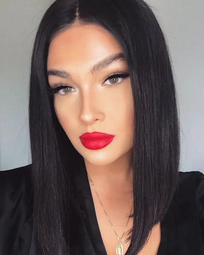 Sleek Black Lob Hairstyle