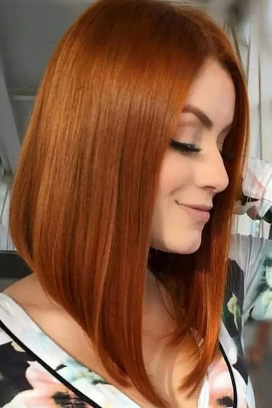 Rich Auburn Lob Hairstyle