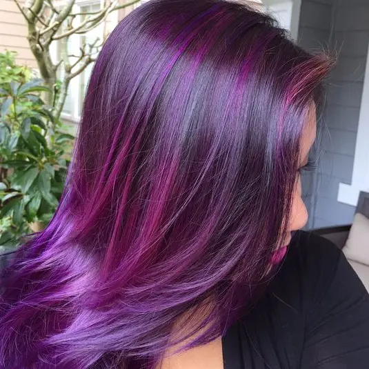 Magenta and Violet Ombre Hair Hairstyle