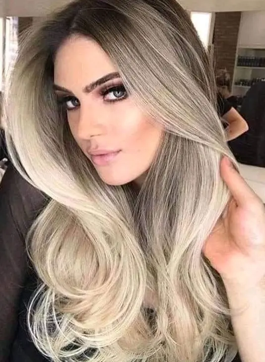 Platinum Blonde Ombre Waves Hairstyle