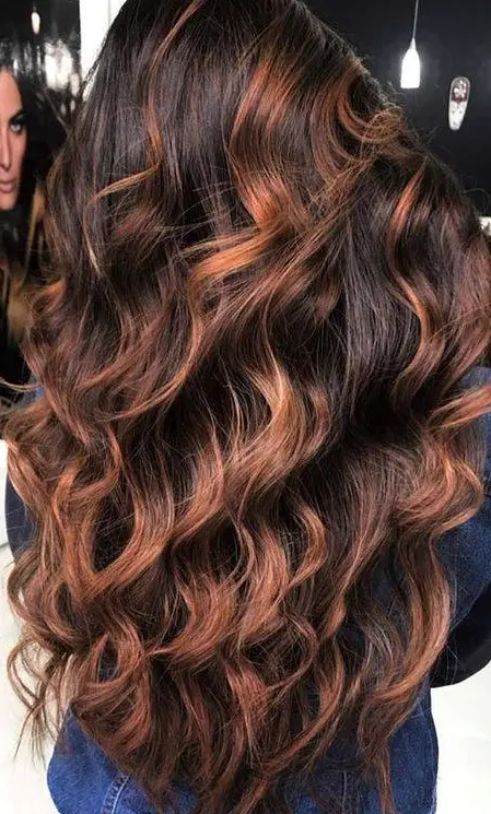 Copper Ombre Waves Hairstyle