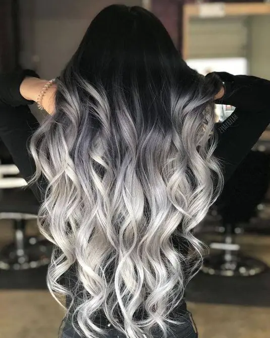 Silver Ombre Curls Hairstyle