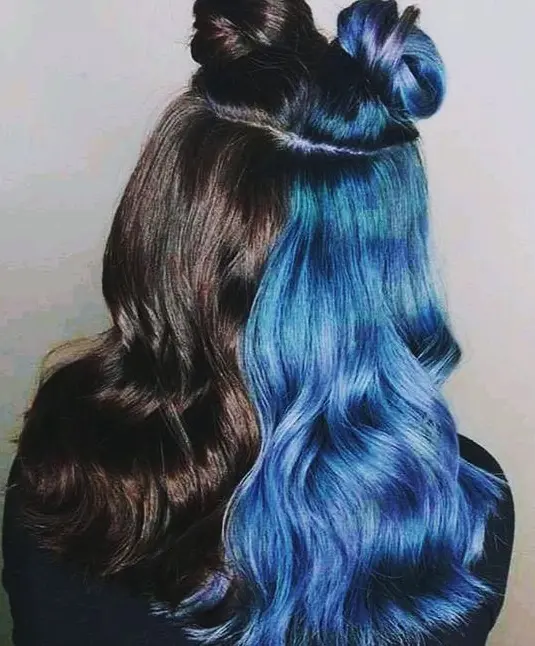 Half Blue Ombre Waves Hairstyle