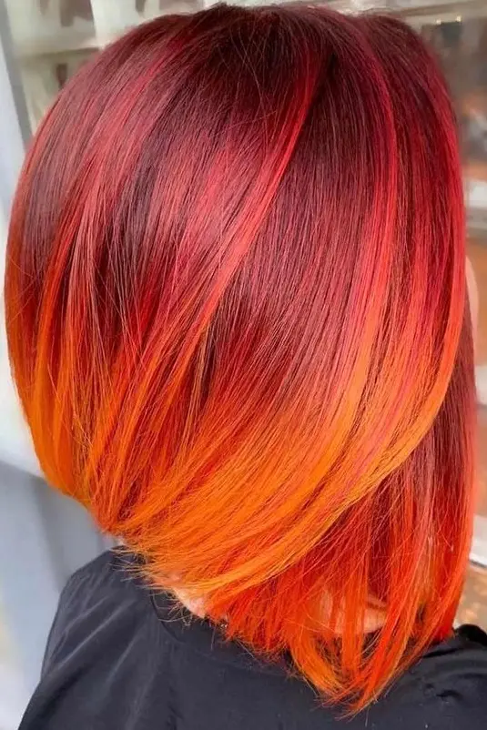 Fiery Red-Orange Ombre Hairstyle