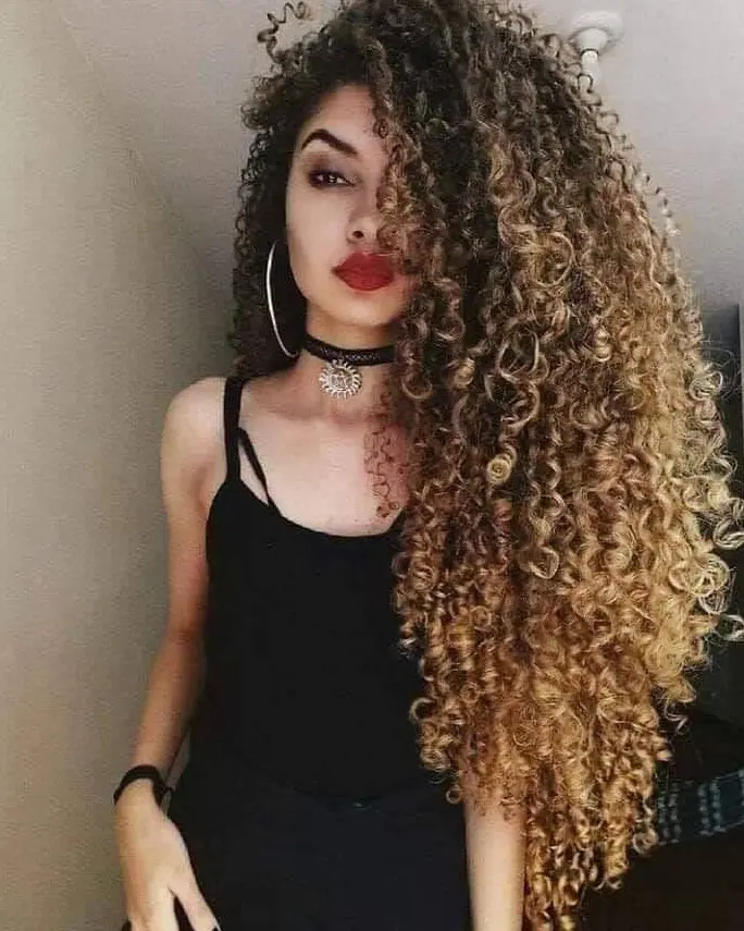 Golden Curly Ombre Hairstyle