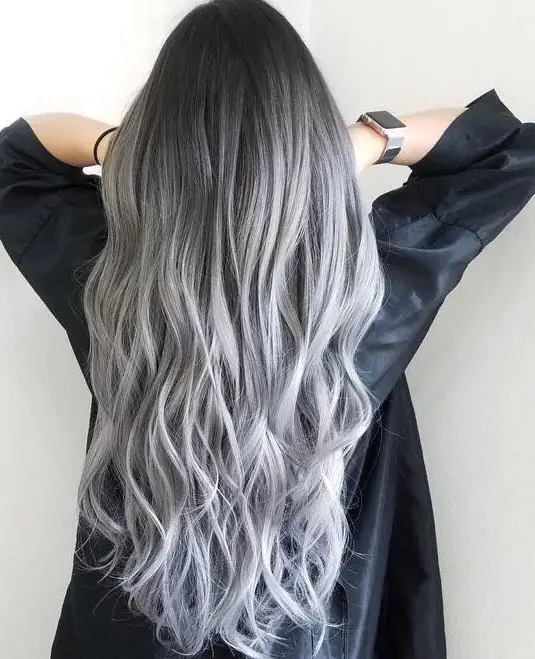 Silver Ombre Waves Hairstyle