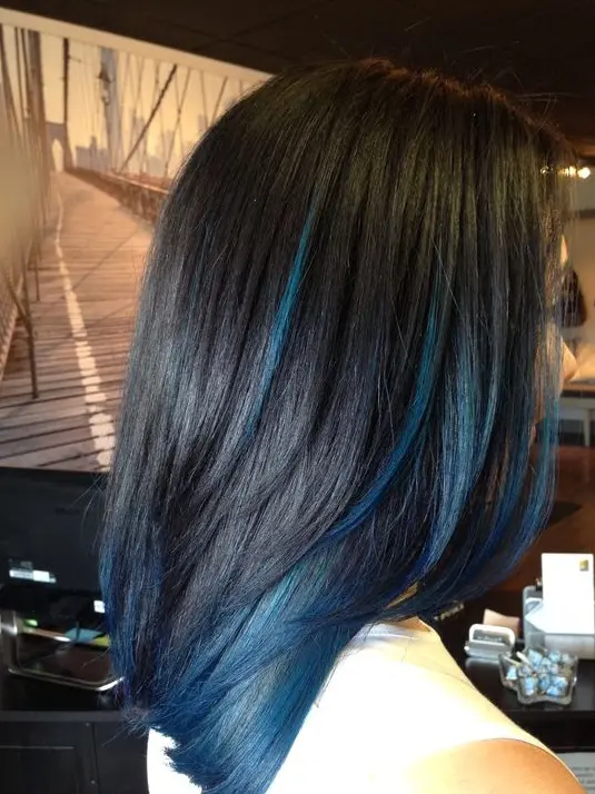 Blue-Tipped Ombre Bob Hairstyle