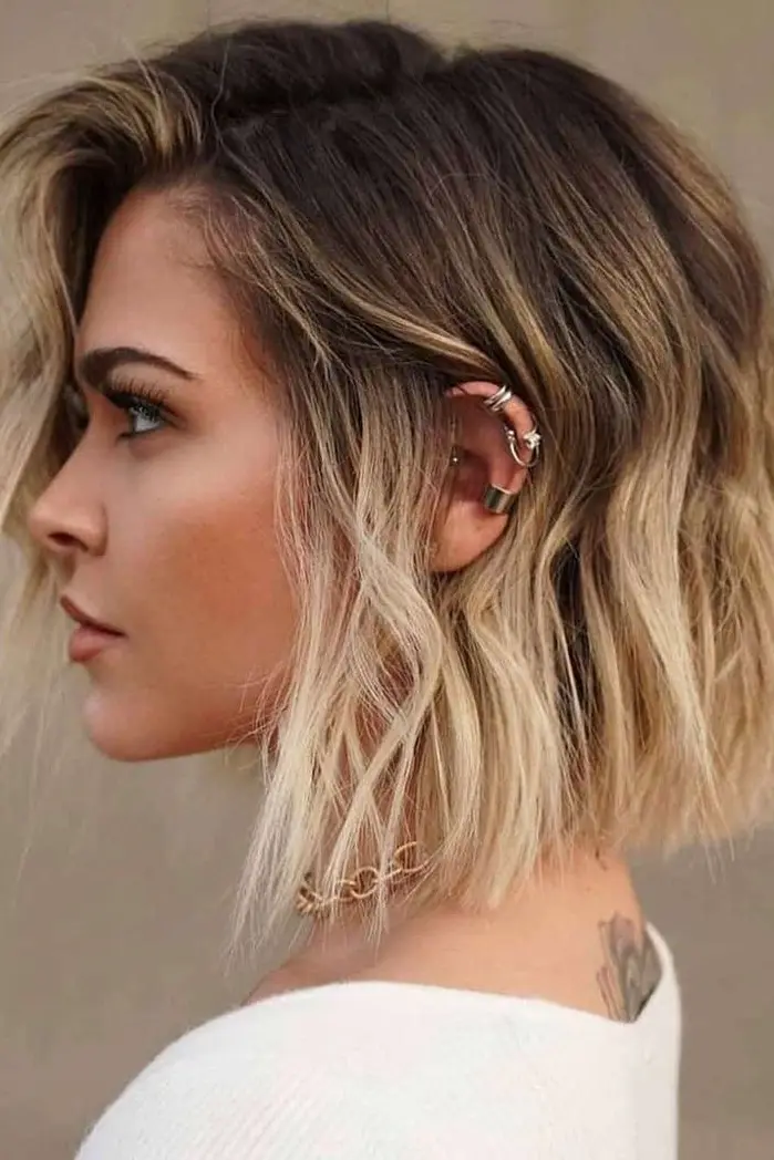 Choppy Blonde Ombre Bob Hairstyle