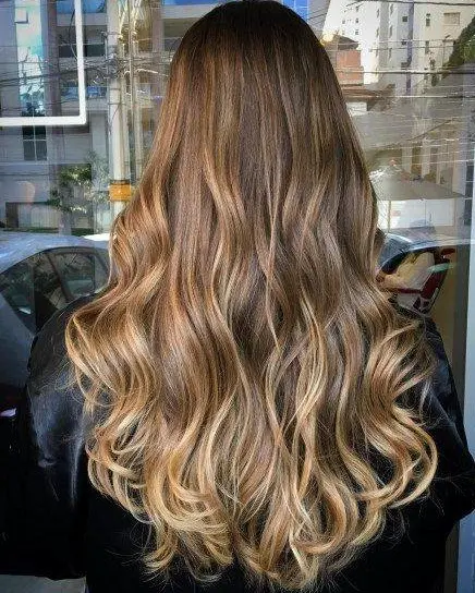 Golden Brown Ombre Waves Hairstyle