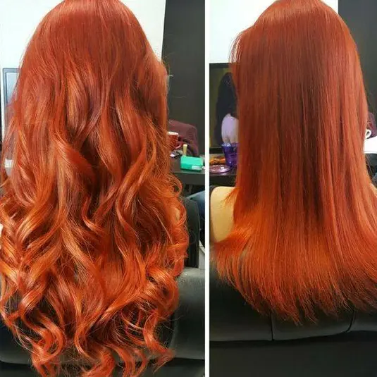 Curly and Straight Red Hair Hairstyle